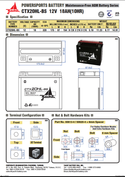 SPX Battery CTX20HL-BS