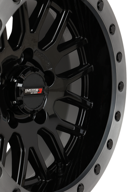 System 3 SB-9 Beadlock Wheel (Gloss Black Wheel With Matte Brushed Grey Ring)