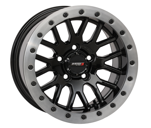 System 3 SB-9 Beadlock Wheel (Gloss Black Wheel With Matte Brushed Grey Ring)
