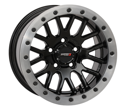 System 3 SB-9 Beadlock Wheel (Gloss Black Wheel With Matte Brushed Grey Ring)