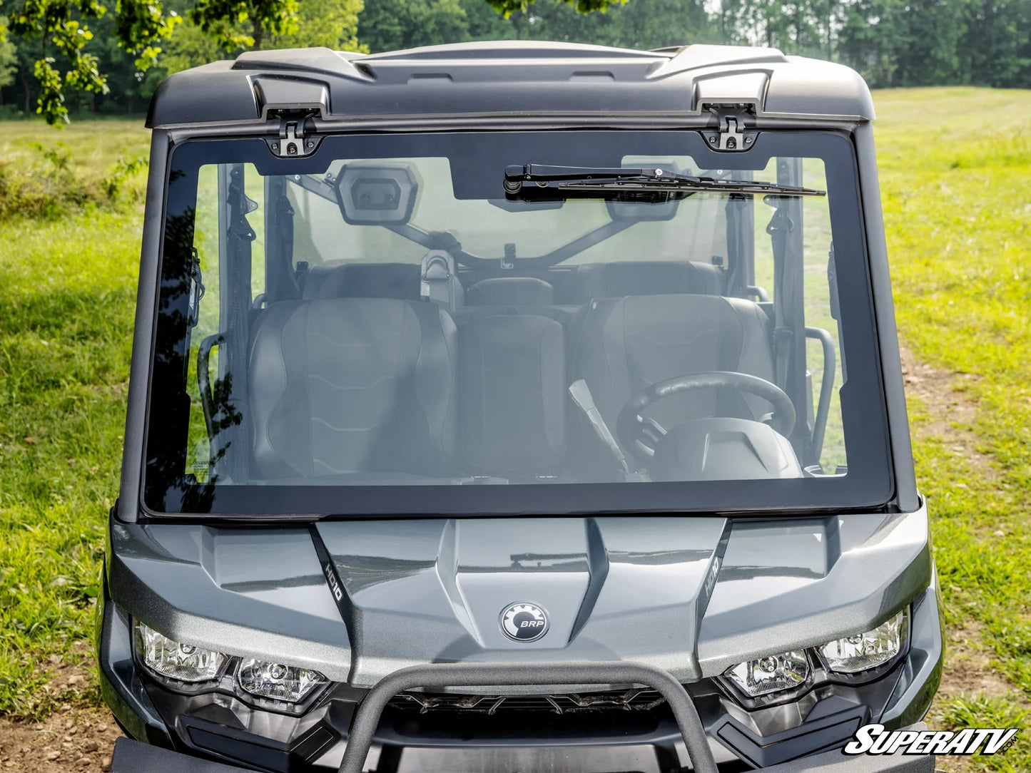 Superatv Maxdrive Power Flip Glass Windshield For BRP Can-Am Defender HD11