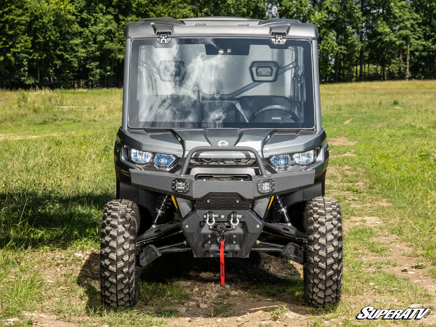 Superatv Maxdrive Power Flip Glass Windshield For BRP Can-Am Defender HD11