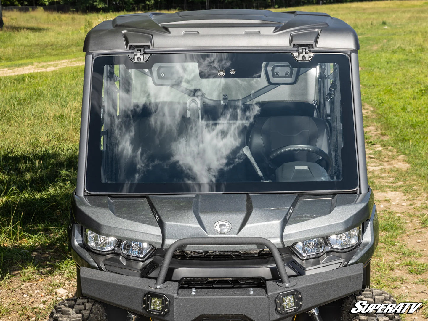 Superatv Maxdrive Power Flip Glass Windshield For BRP Can-Am Defender HD11
