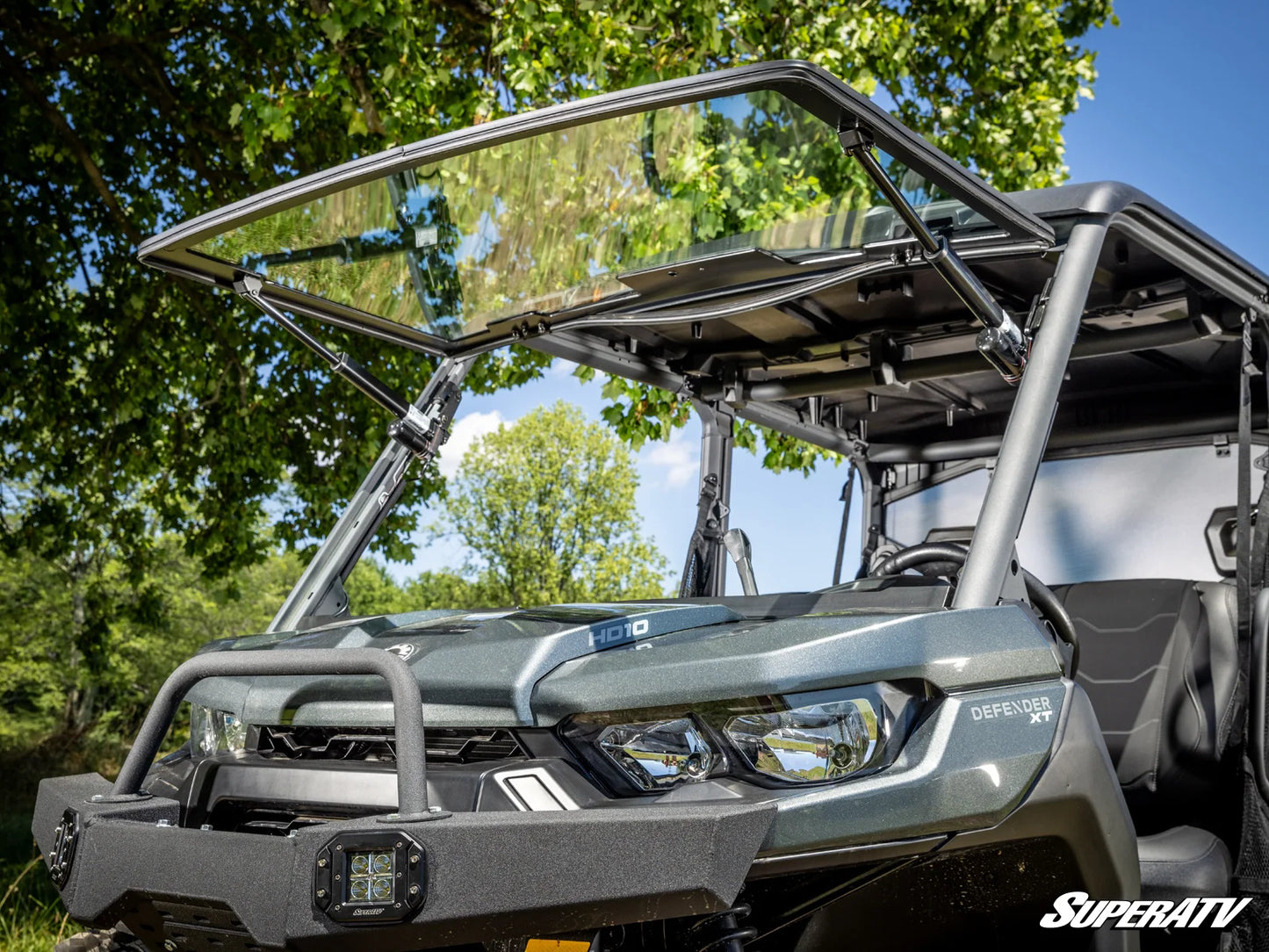 Superatv Maxdrive Power Flip Glass Windshield For BRP Can-Am Defender HD11