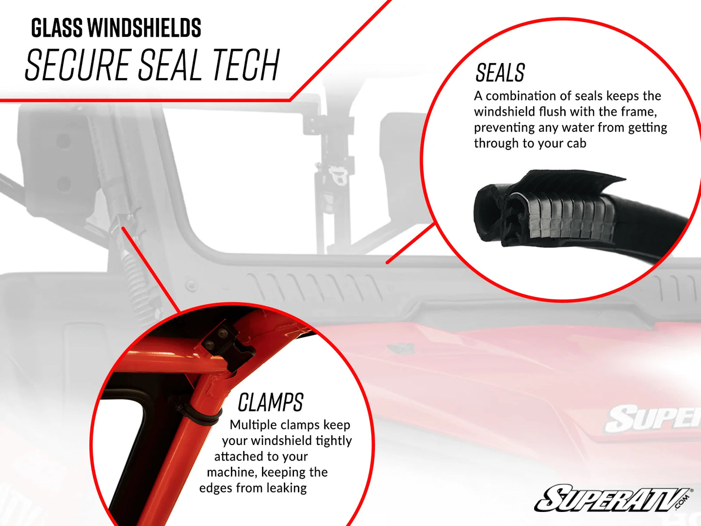 Superatv Glass Windshield For BRP Can-Am Defender HD11