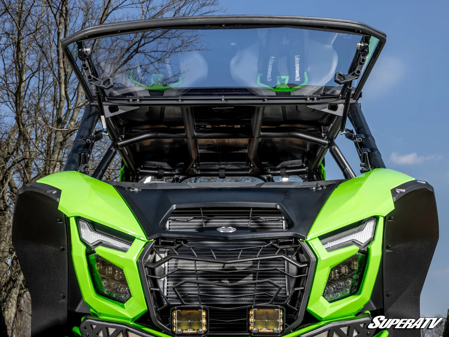 Superatv Scratch-Resistant Flip Windshield For Kawasaki Teryx 4/5 H2