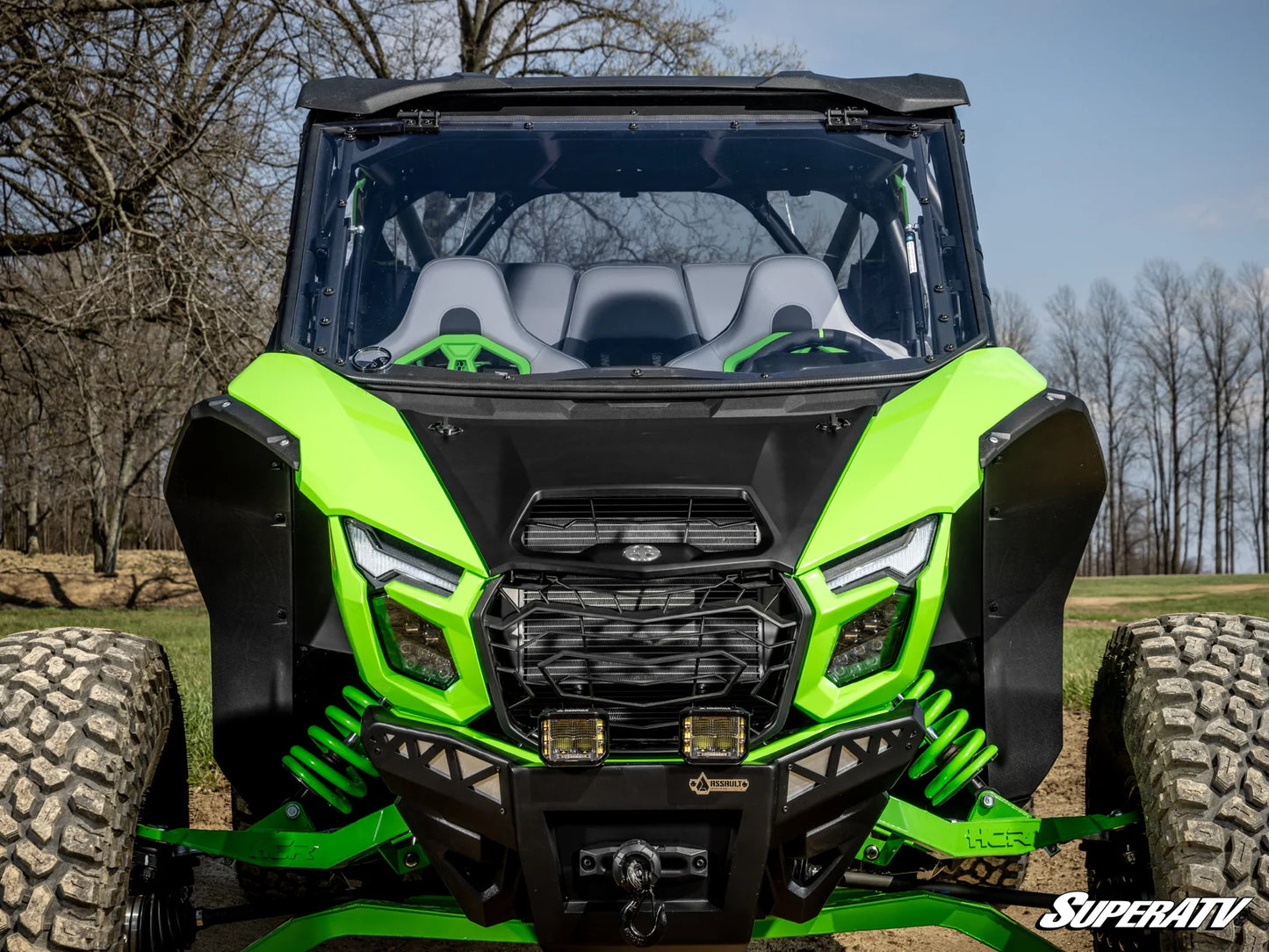 Superatv Scratch-Resistant Flip Windshield For Kawasaki Teryx 4/5 H2