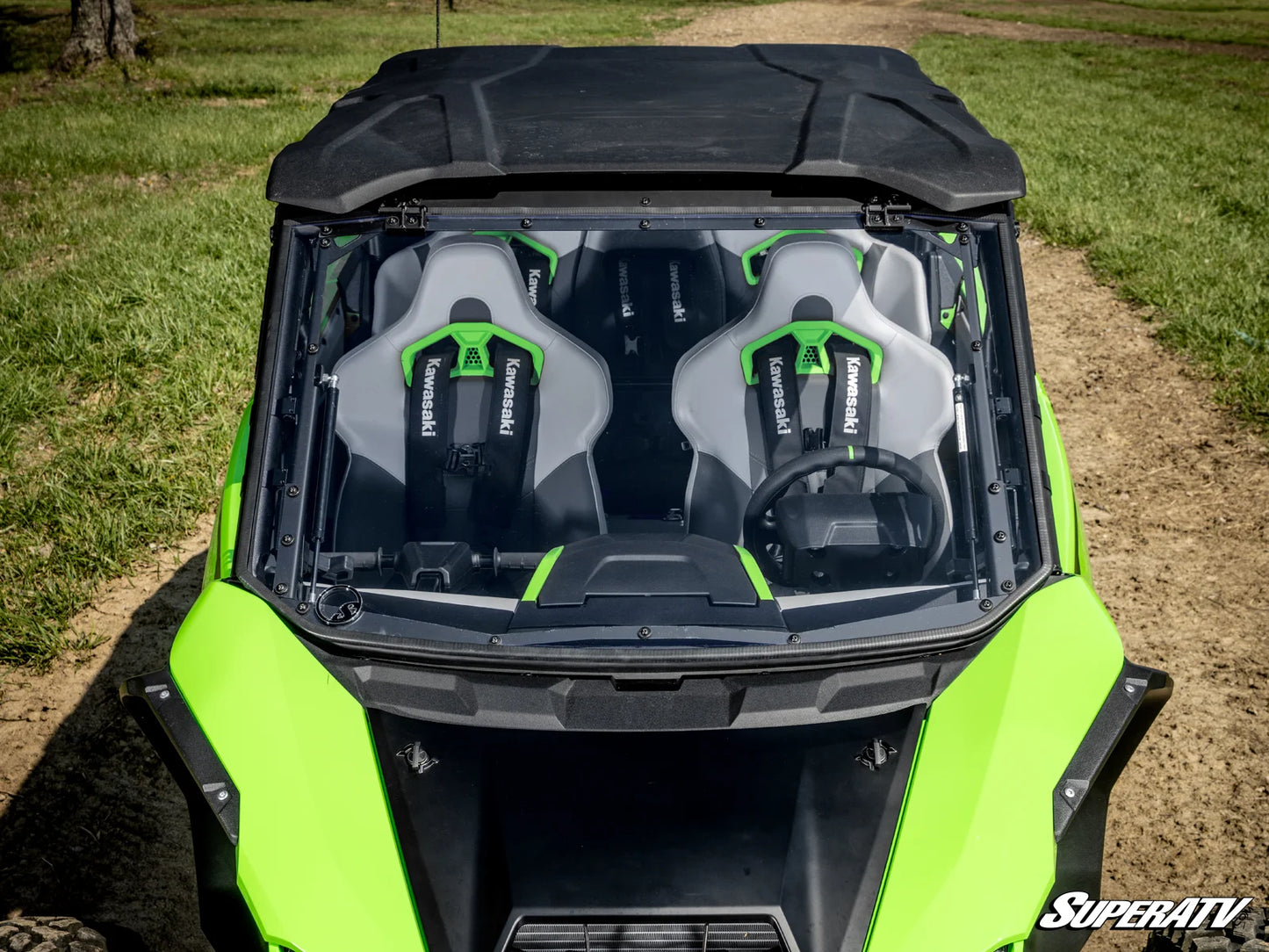 Superatv Scratch-Resistant Flip Windshield For Kawasaki Teryx 4/5 H2