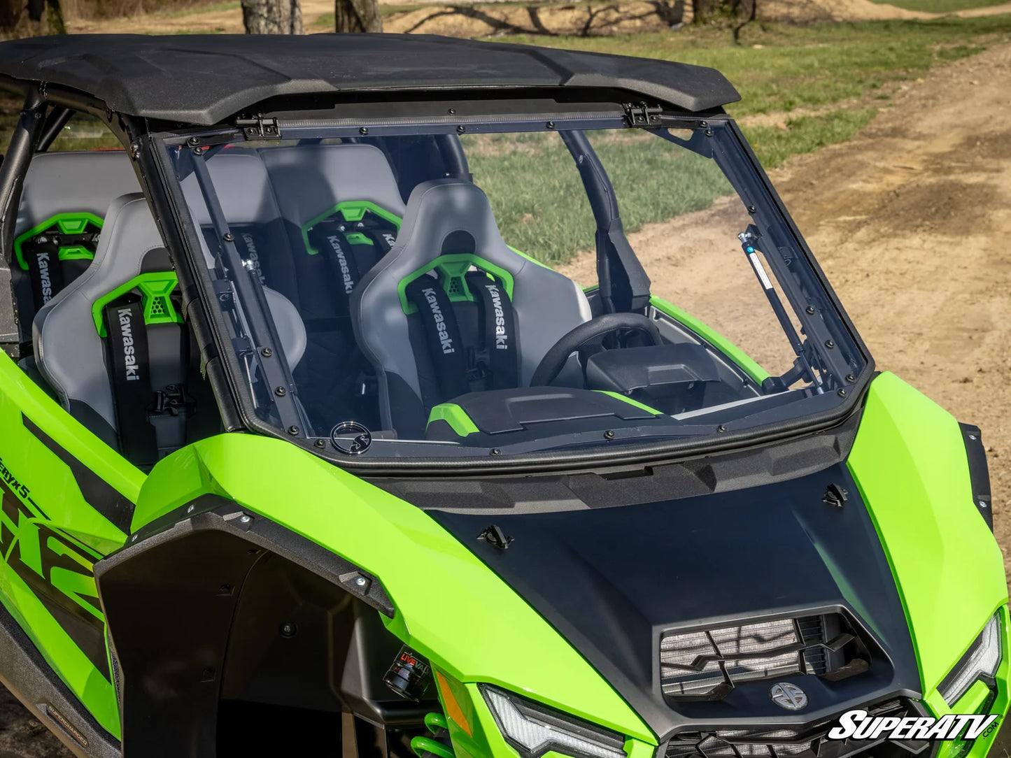 Superatv Scratch-Resistant Flip Windshield For Kawasaki Teryx 4/5 H2