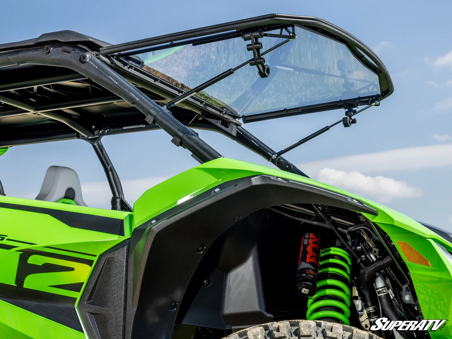 Superatv Scratch-Resistant Flip Windshield For Kawasaki Teryx 4/5 H2