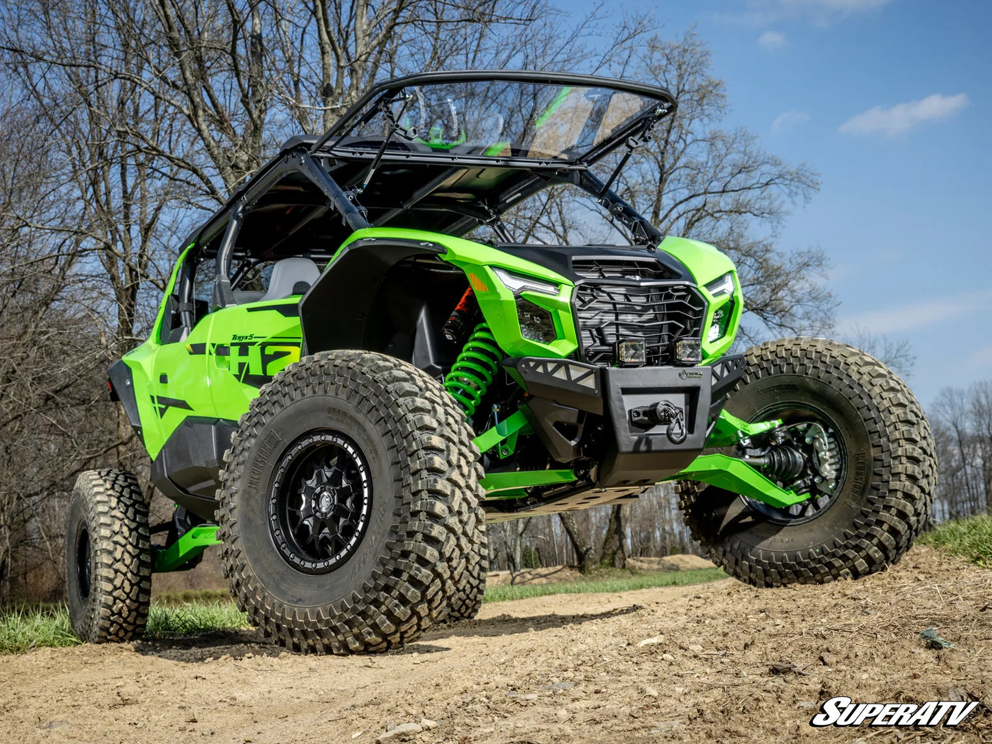 Superatv Scratch-Resistant Flip Windshield For Kawasaki Teryx 4/5 H2